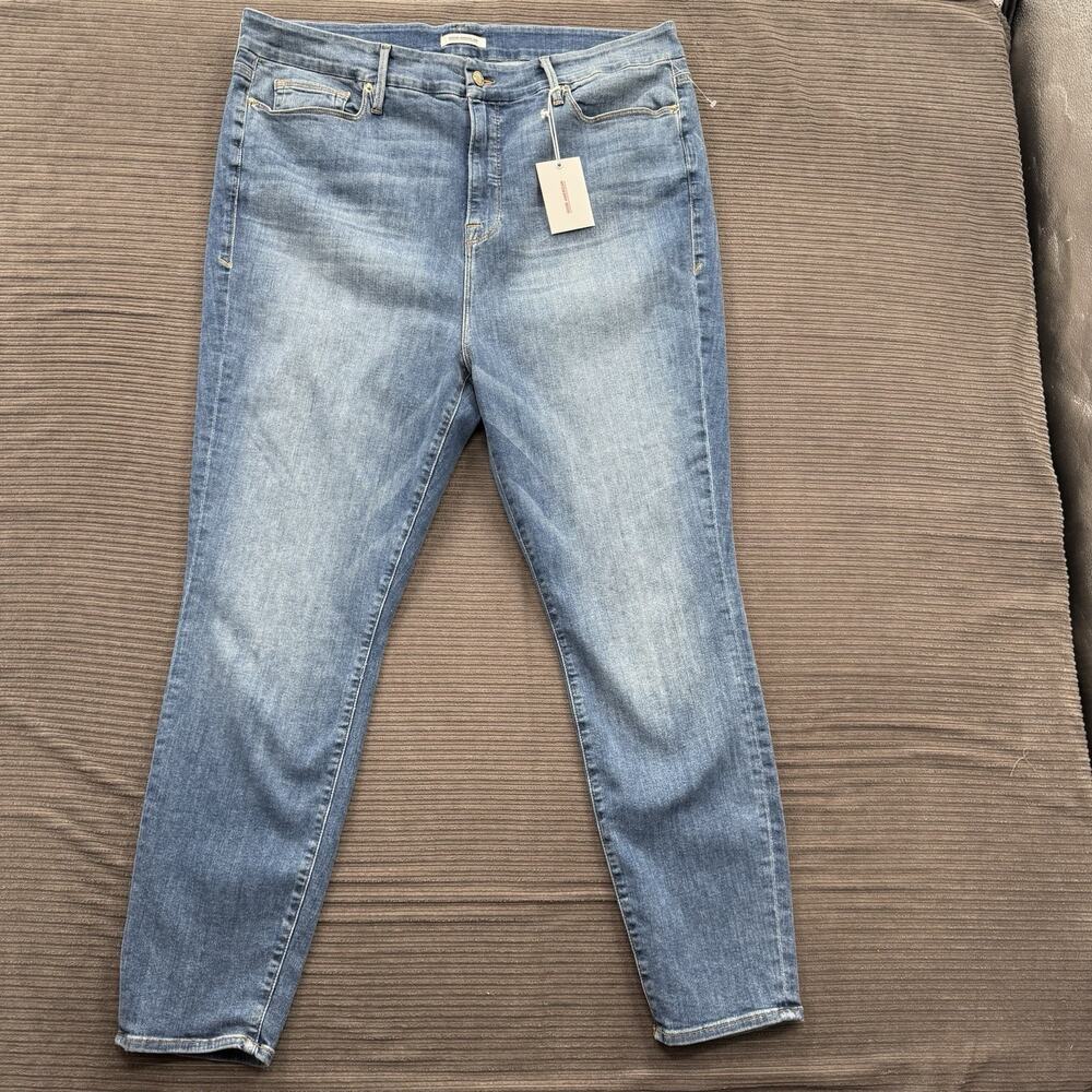 Good American Jeans Women 24 Blue Cotton Good Legs High Rise Comfort Casual.